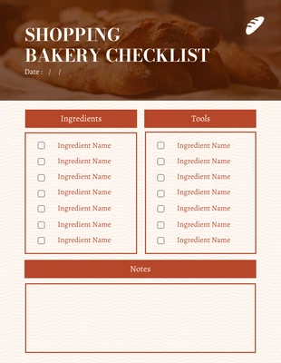 Free interactive Template: Simple Bakery Shopping Checklist Template