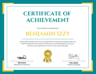 Free  Template: Free Certificate of Achievement Template