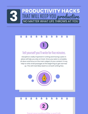 Free  Template: Productivity Hacks List Infographic Template