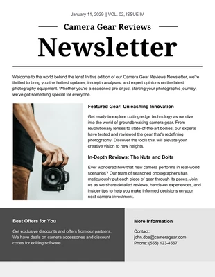 Free  Template: Camera Gear Reviews Newsletter Template