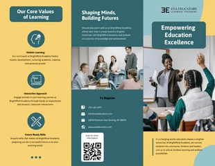 Free  Template: Yellow Myrtle Green School Tri-fold Brochure Template