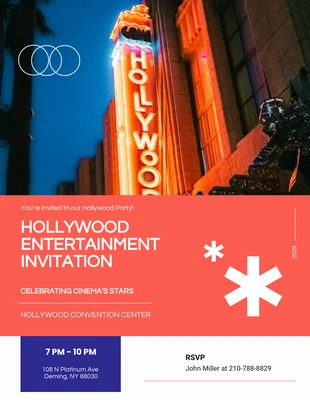 Free  Template: Red Simple Minimalist Clean Hollywood Invitation