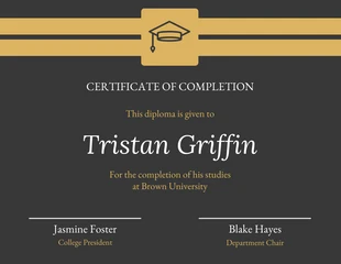 business  Template: Gold Dark University Completion Certificate Template