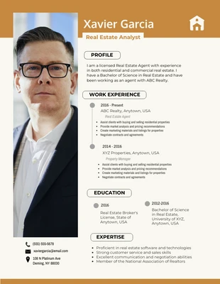 Free  Template: Professional Real Estate Analyst Resume Format Template