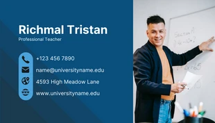 Blue Modern Professional Teacher Business Card - Page 2