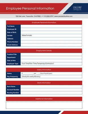 business  Template: Tall Poppy Employee Personal Information Form Template