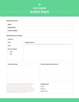 business  Template: Minimalist Incident Report Template