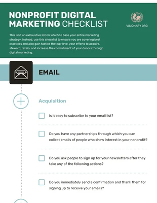 Free  Template: Nonprofit Digital Marketing Checklist Infographic Template