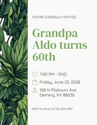 Free  Template: Broken White Modern 60th Birthday Invitation