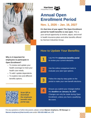 premium interactive Template: Open Enrollment Period: Employee Health Benefits Flyer