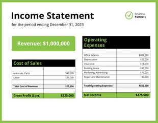 business  Template: Financial Income Statement Report Template