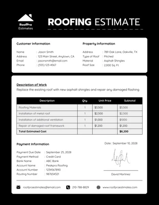 Free  Template: Roofing Estimate Template