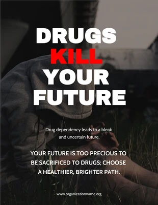 Free  Template: Black Simple Photo Drug Awareness Poster