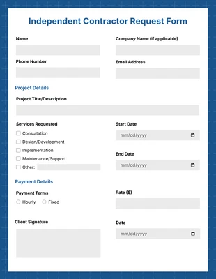 Free  Template: St Tropaz Contractor Form Template