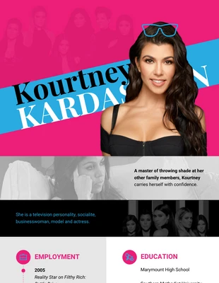 Free  Template: Kourtney Kardashian Resume Infographic Template