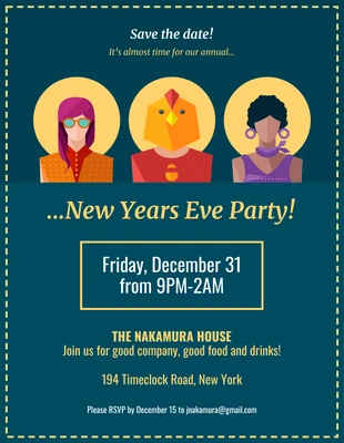 premium  Template: Dark New Years Eve Party Invitation