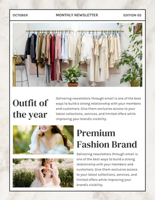 Free  Template: White Marble Fashion Newsletter Template