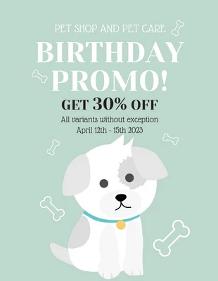 Free  Template: Pet Shop Birthday Promo Offer Flyer Template