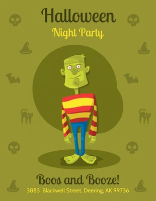 premium  Template: Green Halloween Monster Party Poster