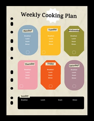 Free  Template: Blank Weekly Cooking Plan Checklist Template