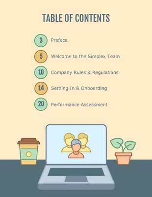 Free  Template: Illustrative Employee Handbook Table of Contents Template