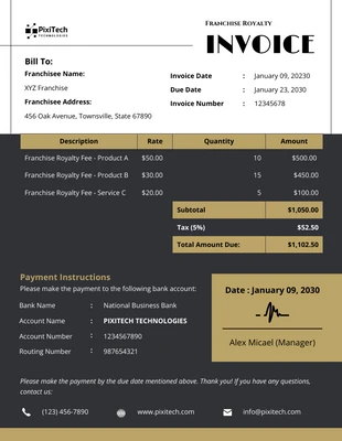 Free  Template: Franchise Royalty Invoice Format Template