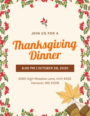 Free  Template: Beige Classic Illustration Thanksgiving Dinner Poster