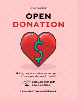 Free  Template: Love Foundation Open Donation Flyer Template