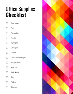 Free interactive Template: Simple Office Supplies Stationery Shopping Checklist Template