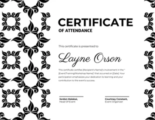 Free  Template: Classic Event Attendance Certificate Template