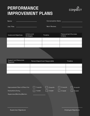 Free  Template: Grey Performance Improvement Plan Template