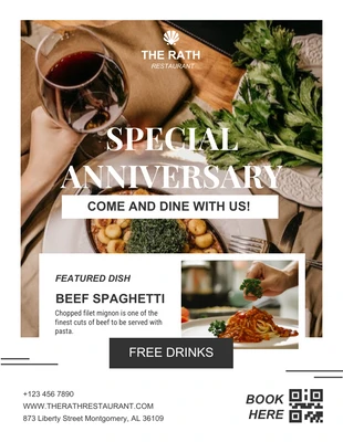 Free  Template: Restaurant Anniversary Offer Flyer Template