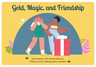 Free  Template: Fun Yellow Illustrate Friendship Card