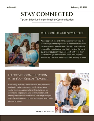 Free  Template: Minimalist Parent Teacher Communication Newsletter Template