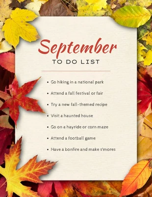 Free  Template: Orange Yellow September To Do List Schedule Template