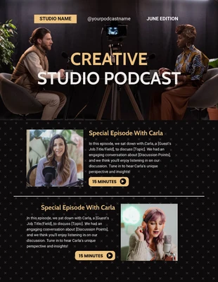 Free  Template: Black Yellow Podcast Email Newsletter Template