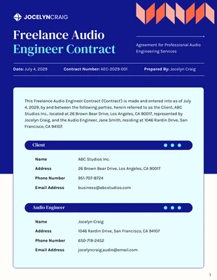 Free  Template: Freelance Audio Engineer Contract Template