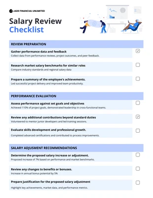 Free interactive Template: Salary Review Checklist