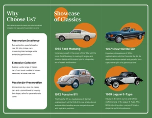 Retro Green and Orange Classic Cars Brochure - Page 2