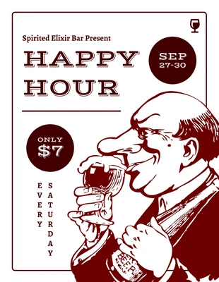 Free  Template: Happy Hour Bar Flyer Template