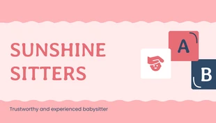 Free  Template: Pink And Navy Babysitting Business Card