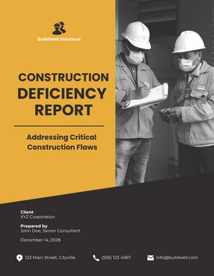 Free  Template: Black Green Construction Deficiency Report Template