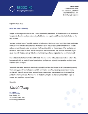 Free  Template: Business COVID-19 Termination Letterhead