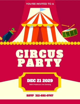 Free  Template: Red Colour Circus Invitation