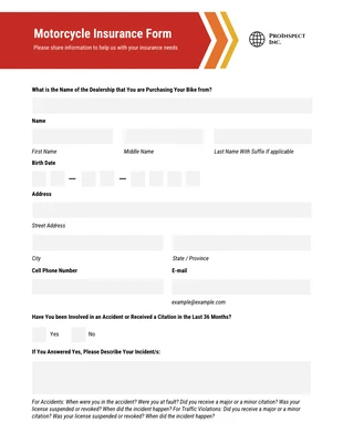 premium  Template: Tall Poppy Motorcycle Insurance Form Template