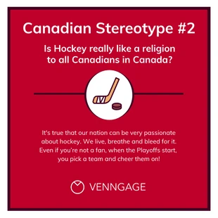 Free  Template: Hockey Canadian Stereotype FAQ Instagram Post