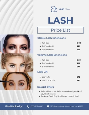 business  Template: Lash Price List Template