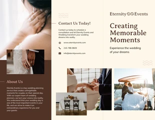 Free  Template: Brown Cream Pink Wedding Tri Fold Brochure Template