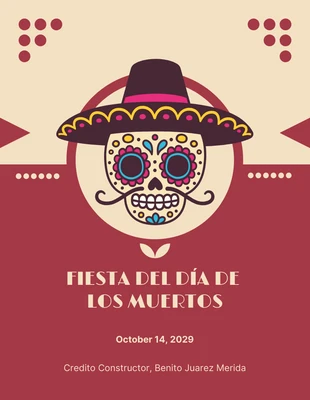 Free  Template: Red And Brown Classic Retro Vintage Celebrate Fiesta Invitation