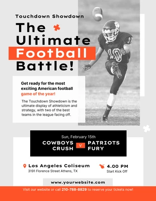 Free  Template: Grey and Orange Football Match Poster